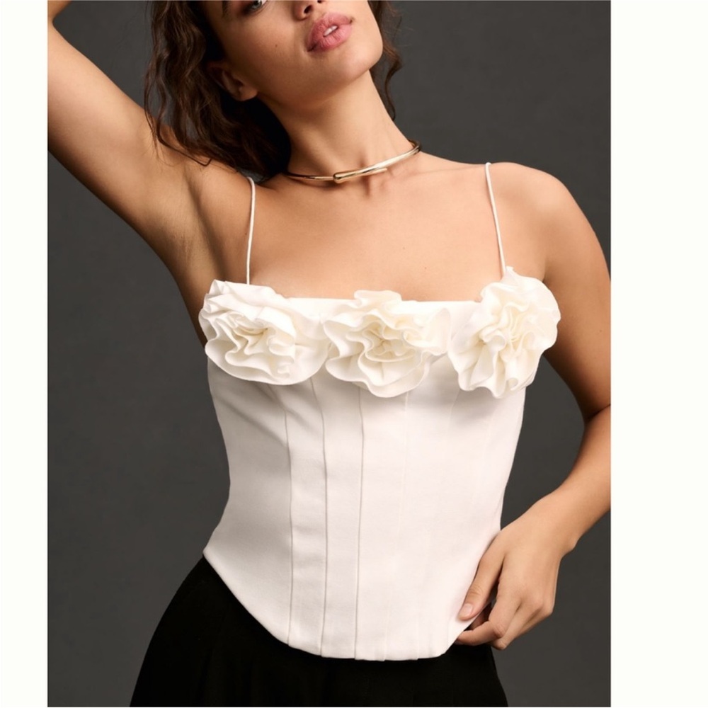 Anthropologie Cream Camisole with Floral Details